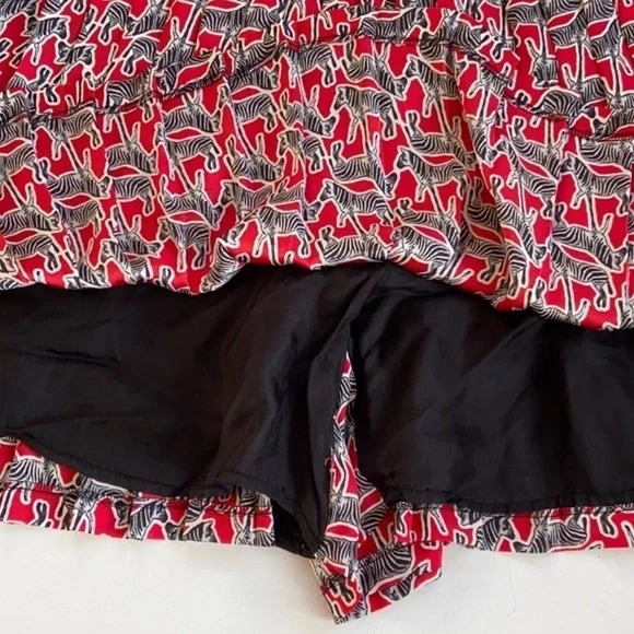 Zara Red Zebra Print High Waisted Pleated Skort Size M